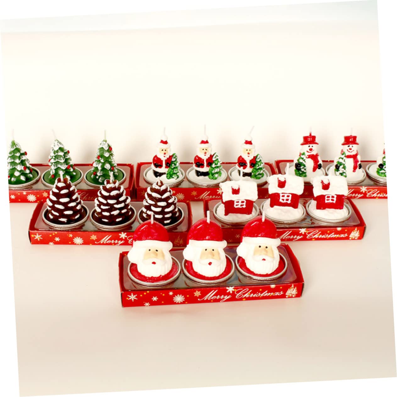 STOBAZA Christmas Door Decorations 3 Pack Santa Themed Candles Candle Decor Indoor Christmas Decorations Dinner Supplies