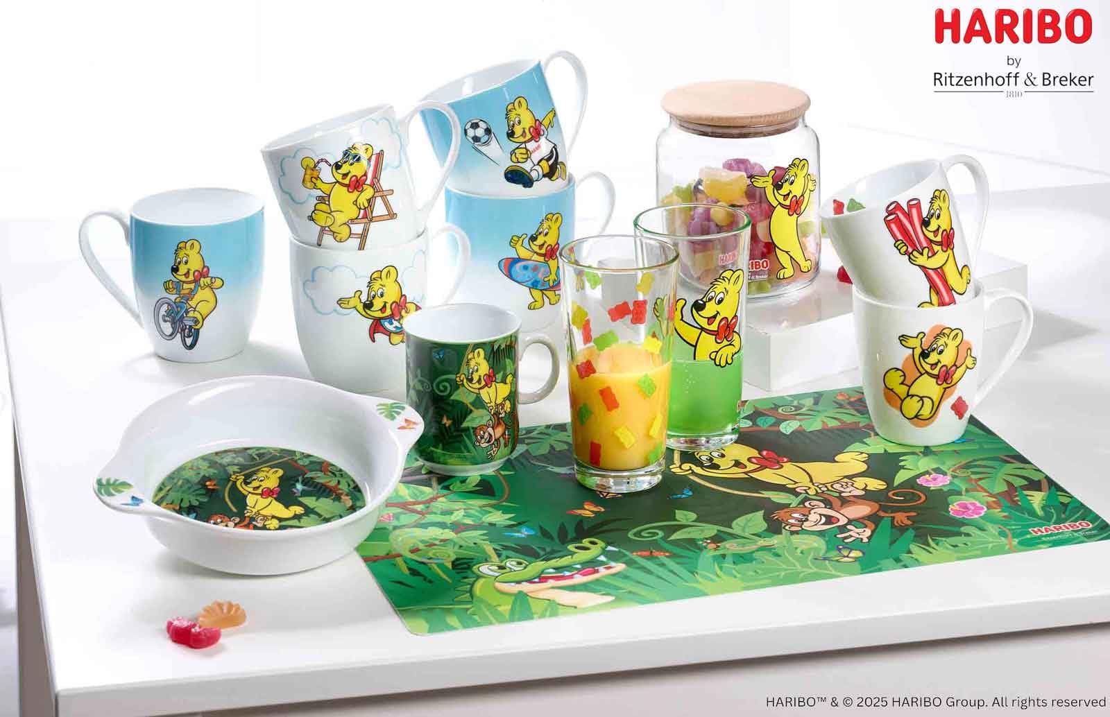 Ritzenhoff & Breker HARIBO Sport Becher 500 ml – 6er Set | XL Porzellan Tassen mit Goldbär Sport-Motiv | Spülmaschinenfest & Mikrowellengeeignet | Geschenkidee für Haribo-Fans