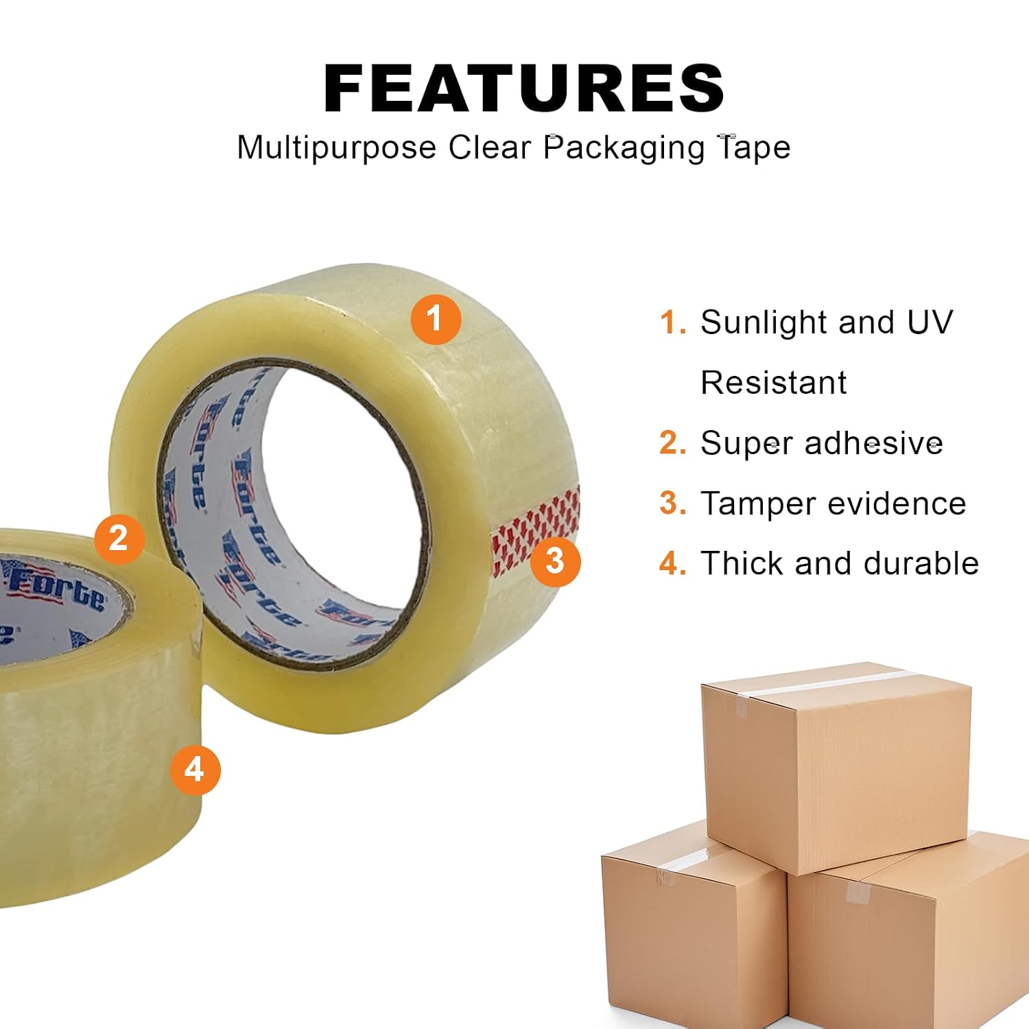 Clear Packing Tape (2” x 110 Yds. / Roll), 1.8Mil - Acrylic Carton Sealing Tape, Adhesive Boxing Tape, Heavy Duty Sealing Industrial Tapes for Business & Shipping (6 Rolls)