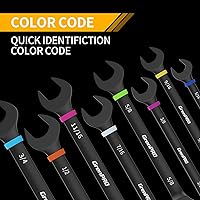 Vista 2 de Ratchet Wrenches Set, Ratcheting Wrench Set, 9PC Sae 5/16 to 3/4 72Th Long Box Open End Ratchet Wrench Organizer With Color Ring With Roll Up Pouch