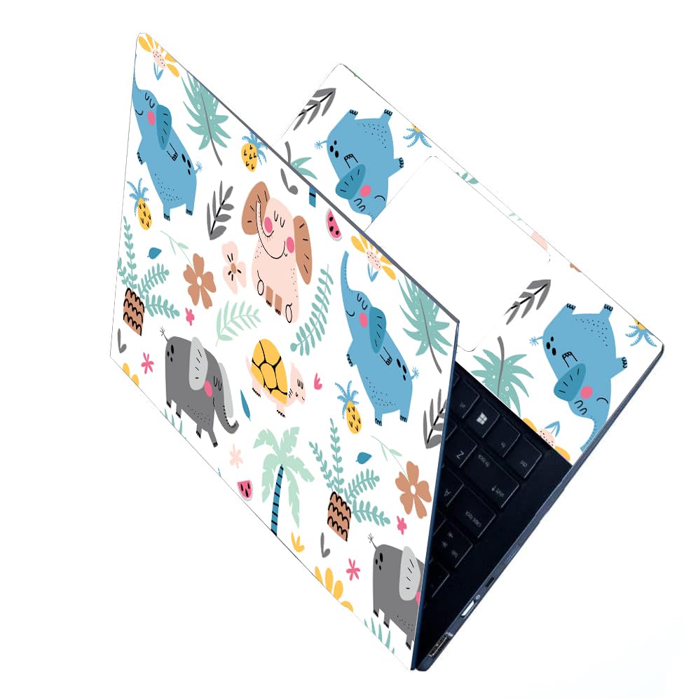 ST CO ANCIARY Full Laptop Skin Bubble-Free HD Quality Sticker for Laptops Upto 15.6" Compatible with Apple/Dell/HP/Lenovo/Acer/Asus/Sony (Dustproof|Waterproof|Scratchproof|Reusable)-Elephant FL