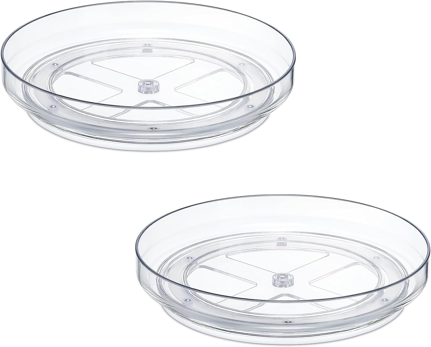 2 Pack 9 Inch Clear Non-Skid Lazy Susan Organizers - Turntable Rack for Kitchen Cabinet, Pantry, Refrigerator, Bathroom Closet, Vanity Makeup, Office
