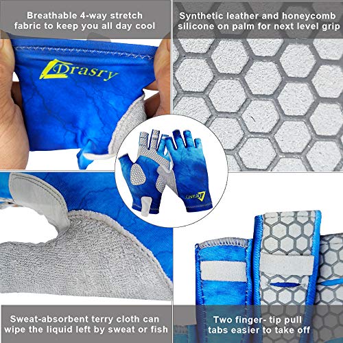 Drasry Uv Protection Fishing Fingerless Gloves Men Women Upf 50+ Spf Gloves For Fishing Kayak Paddling Hiking Sailing Rowing Sun Gloves Blue Xl… #TOP1
