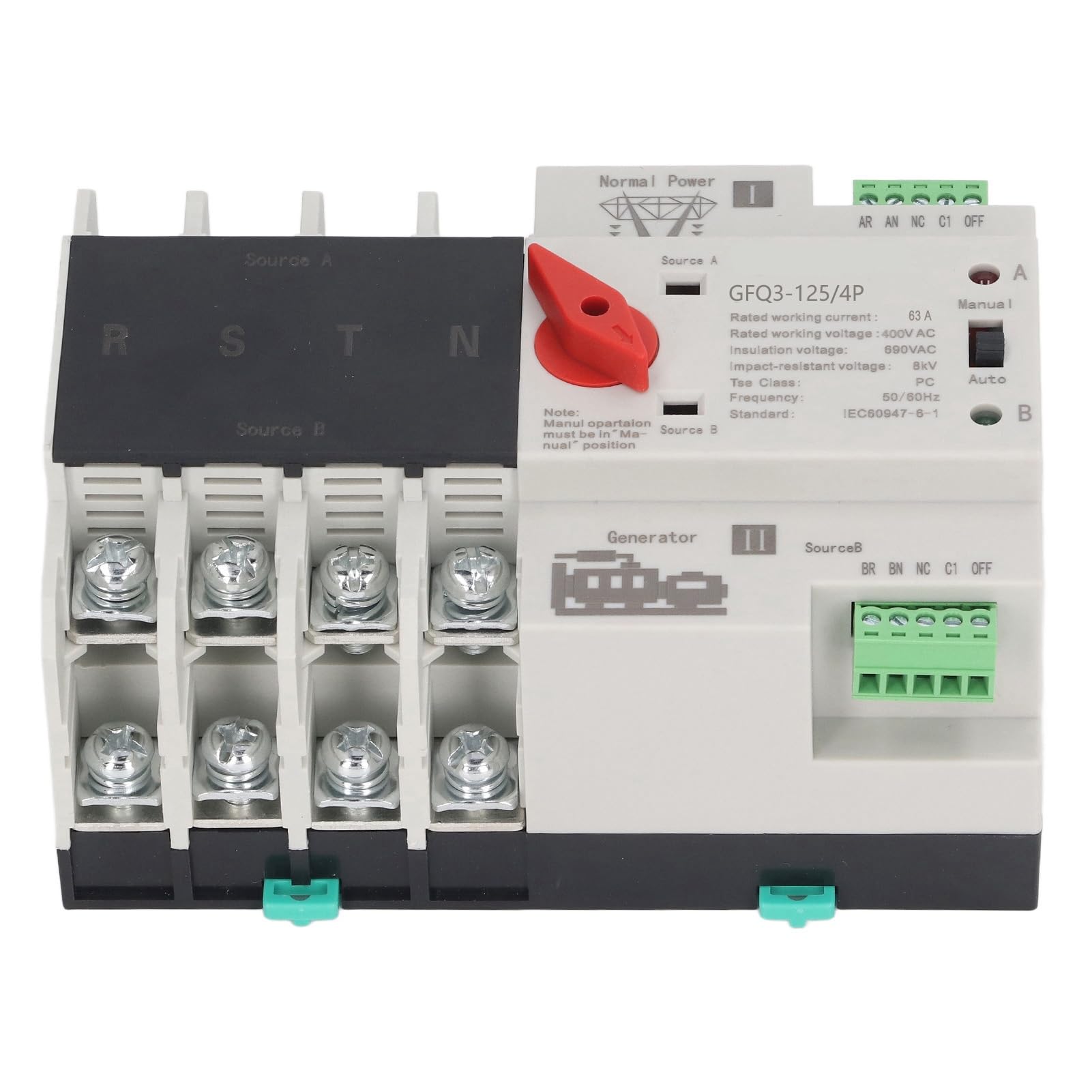 Fafeicy Interruptor de Transferencia Automática de Doble Alimentación 4P,