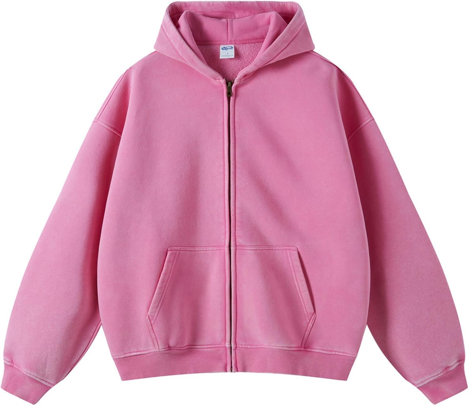 KEEPSHOWING Womens and Mens Zip Up Hoodies Long Sleeve Fall Oversized Sweatshirts Acid Wash Y2K Jacket with Pockets