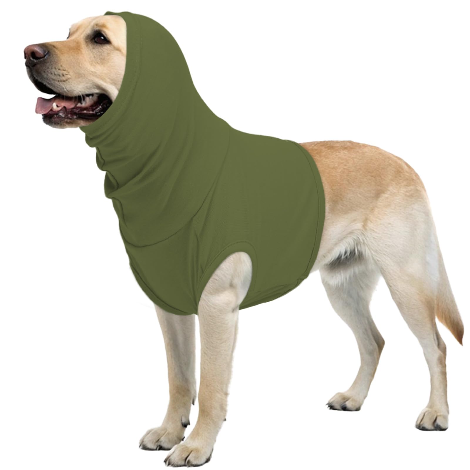 PUMYPOREITY Dog Vest To Stop Scratching Neck, Medical Shirt After Surgery Dog Suit For Neck-Injuries Post Op Neck Wound Cover, Grooming Snood(Army green, 3XL) — image 1