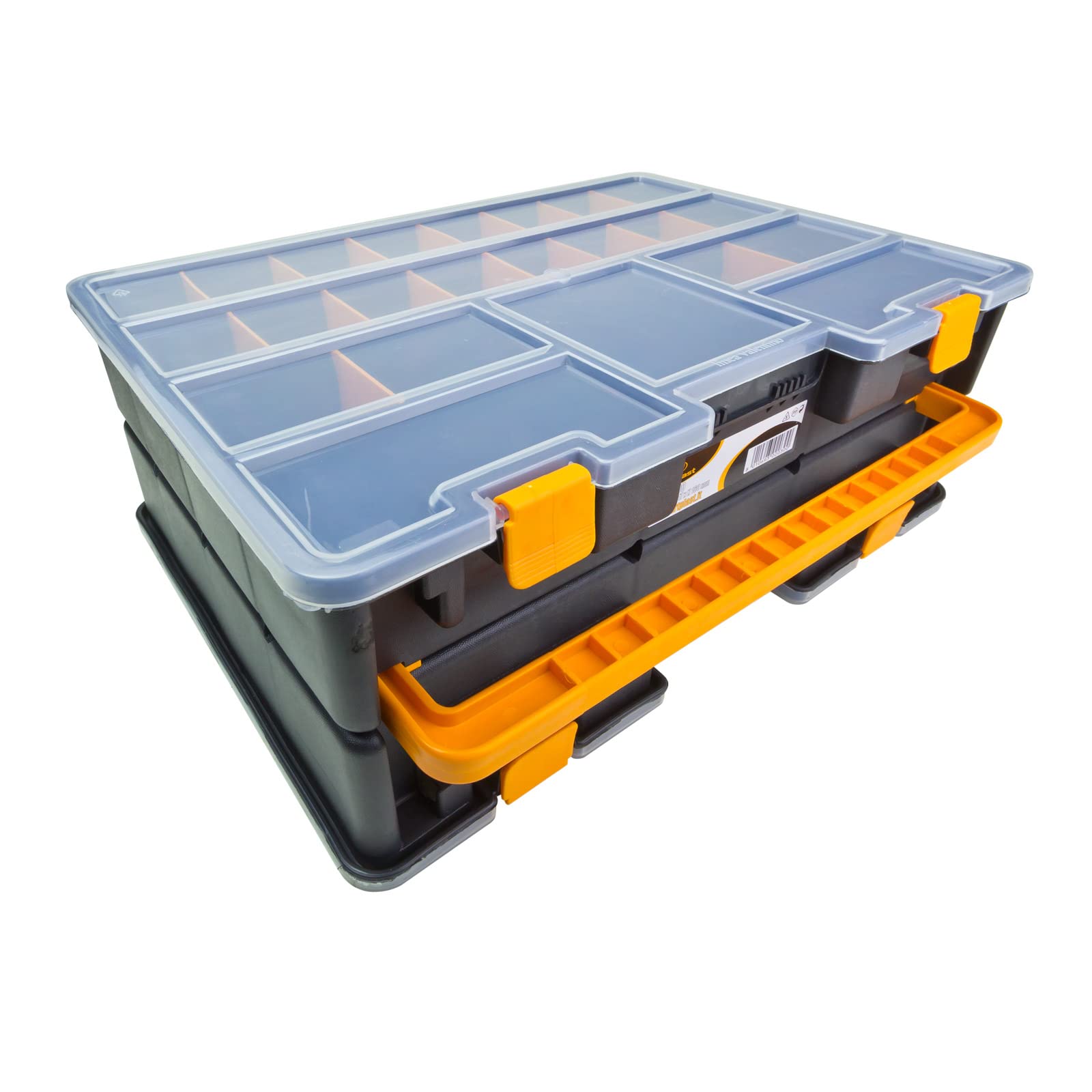 DEMA Sortimentskasten XL – Sortierkasten, Kleinteilemagazin, Sortimentskoffer, Kunststoff, 46 Fächer, doppelt 2in1, robust & vielseitig, ideal für Schrauben, Muttern, Werkstatt, Basteln & Hobby