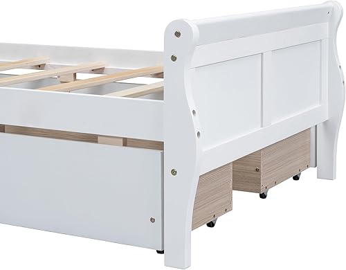Miniatura 152 de Cama de plataforma de madera de tamaño individual con cabecera en forma de casa, soporte de listones de madera, para dormitorio de niños, niñas,