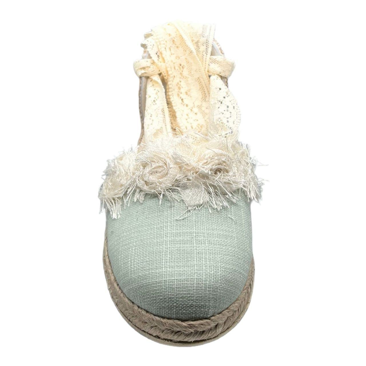 GUXS Zapato de Ceremonia y comunión Esparto Piel Lino verdina