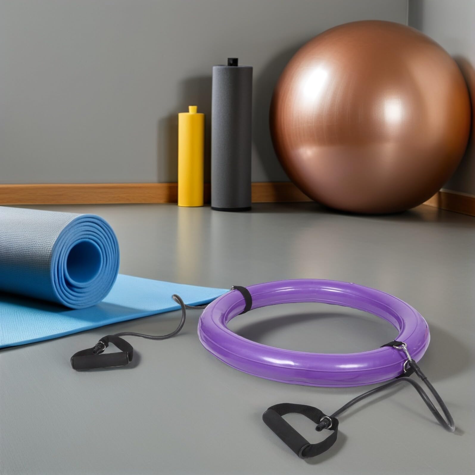 Supporto per Palla Yoga Fissato 60cm in PVC Porpora | Maniglia Integrata, Struttura Ispessita Anti-scivolo, Uso Home Gym e Pratica Domestica