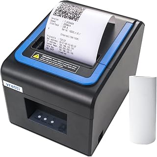 VRETTI Thermal Receipt Printer, 3'1/8 80mm Direct Thermal Printer with USB Serial LAN Port - Kitchen POS Printer ESC/POS Command Support Cash Drawer