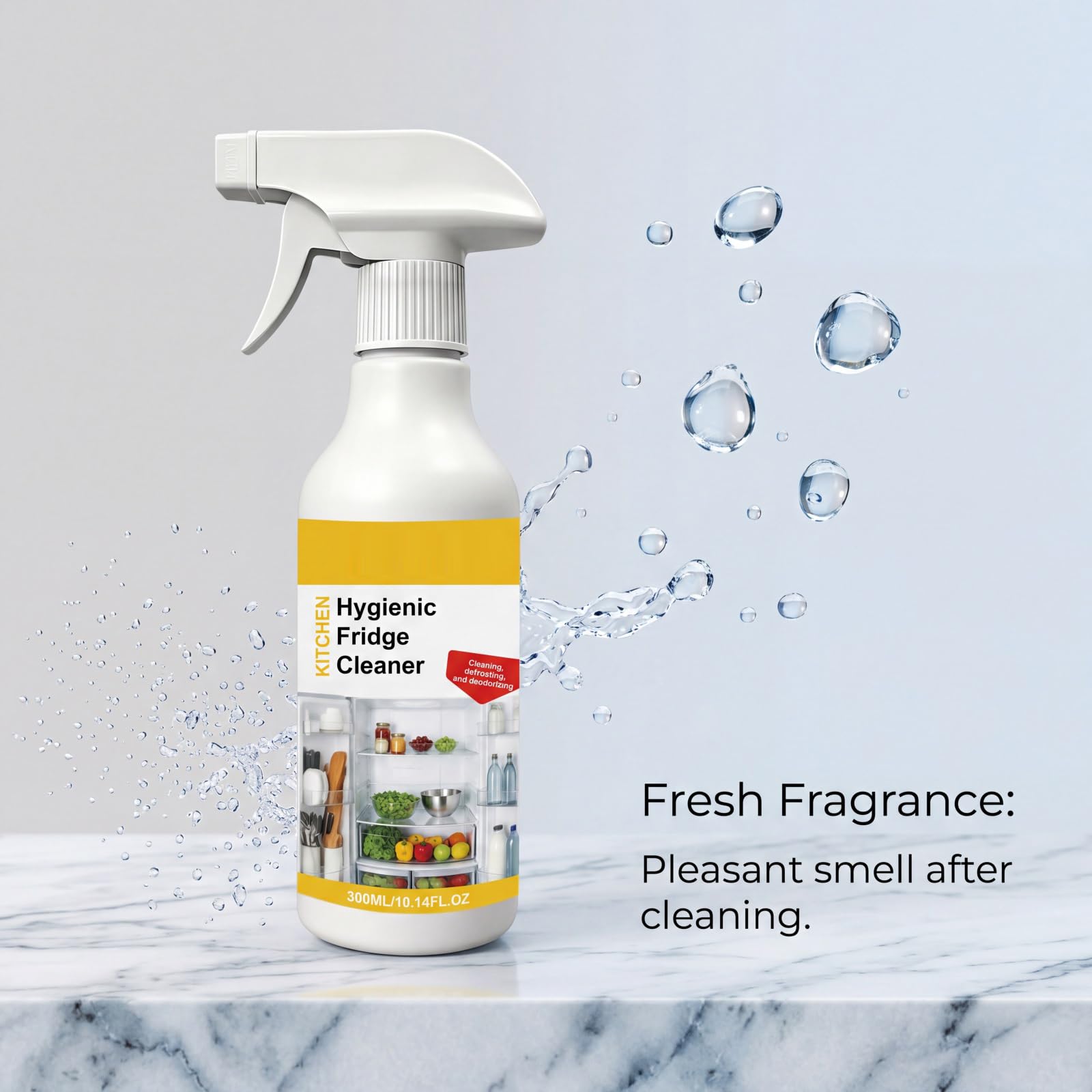 Spray higiénico para limpieza de frigorífico, limpiador de cocina multiusos, limpiador de frigorífico interior y neutralizador de olores, elimina residuos, suciedad y olores (3 unidades)