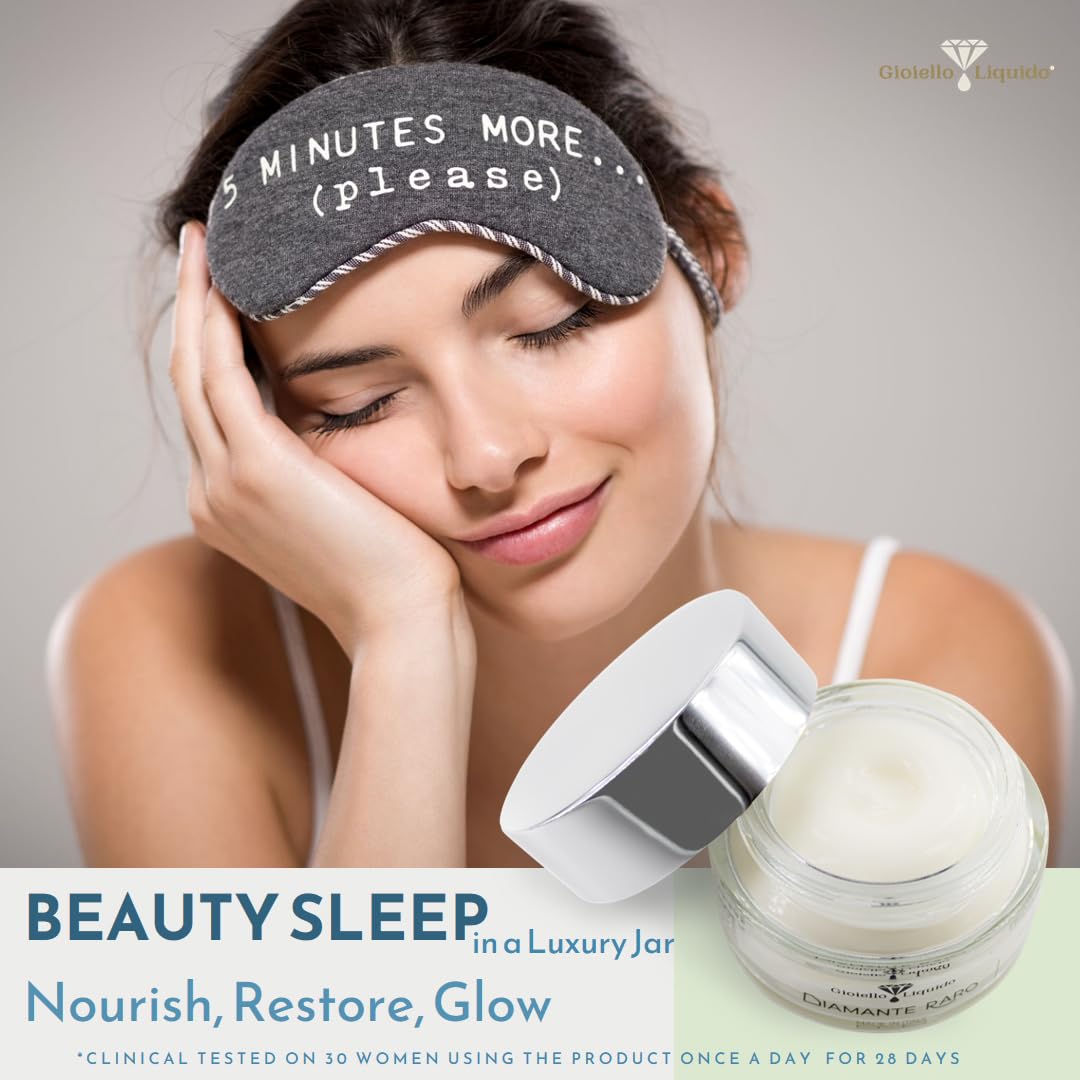 GIOIELLO LIQUIDO Crema Viso Notte Filler, Azione Antirughe Rivolumizzante con Polvere di Diamante, Caulerpa Lentillifera, Betaina e burro di cacao