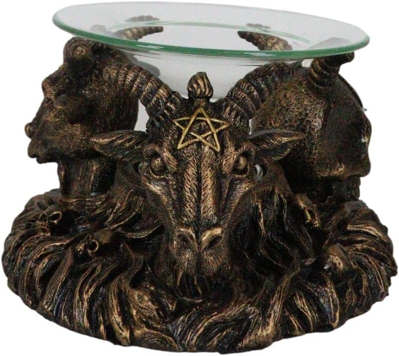 Miniatura 6 de Ebros Gift Paranormal Pagano Oculto Wicca Baphomet Sabbatic Cabras y Cráneo Demonio Imp Vela Quemador de Aceite Calor Calentador de Tarta Aroma