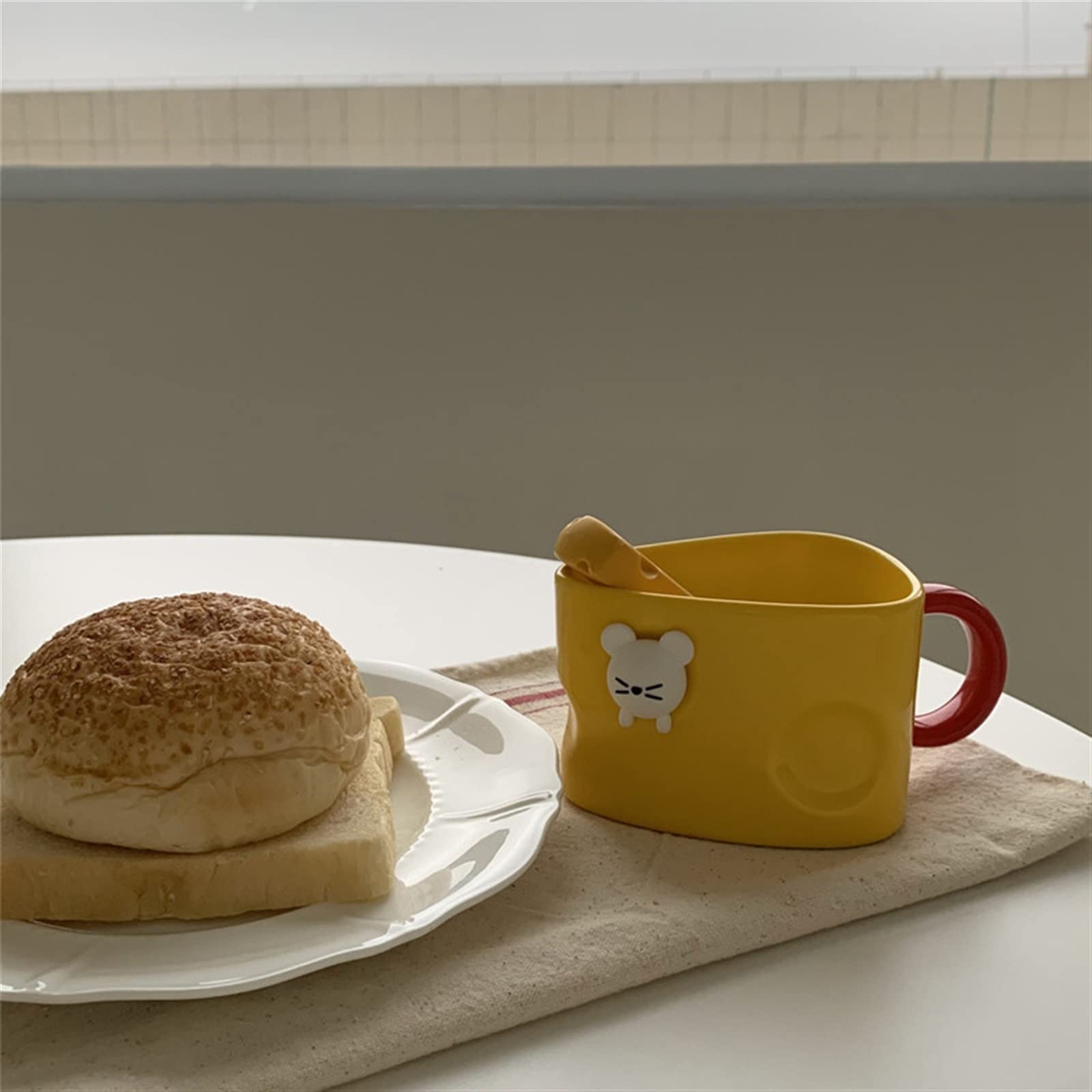 Duży kubek kawy ser żółte kubki ceramiczne śniadanie herbata kawa z mlekiem kubek z pokrywką kuchnia porcelana śmieszne prezenty dla par kubek
