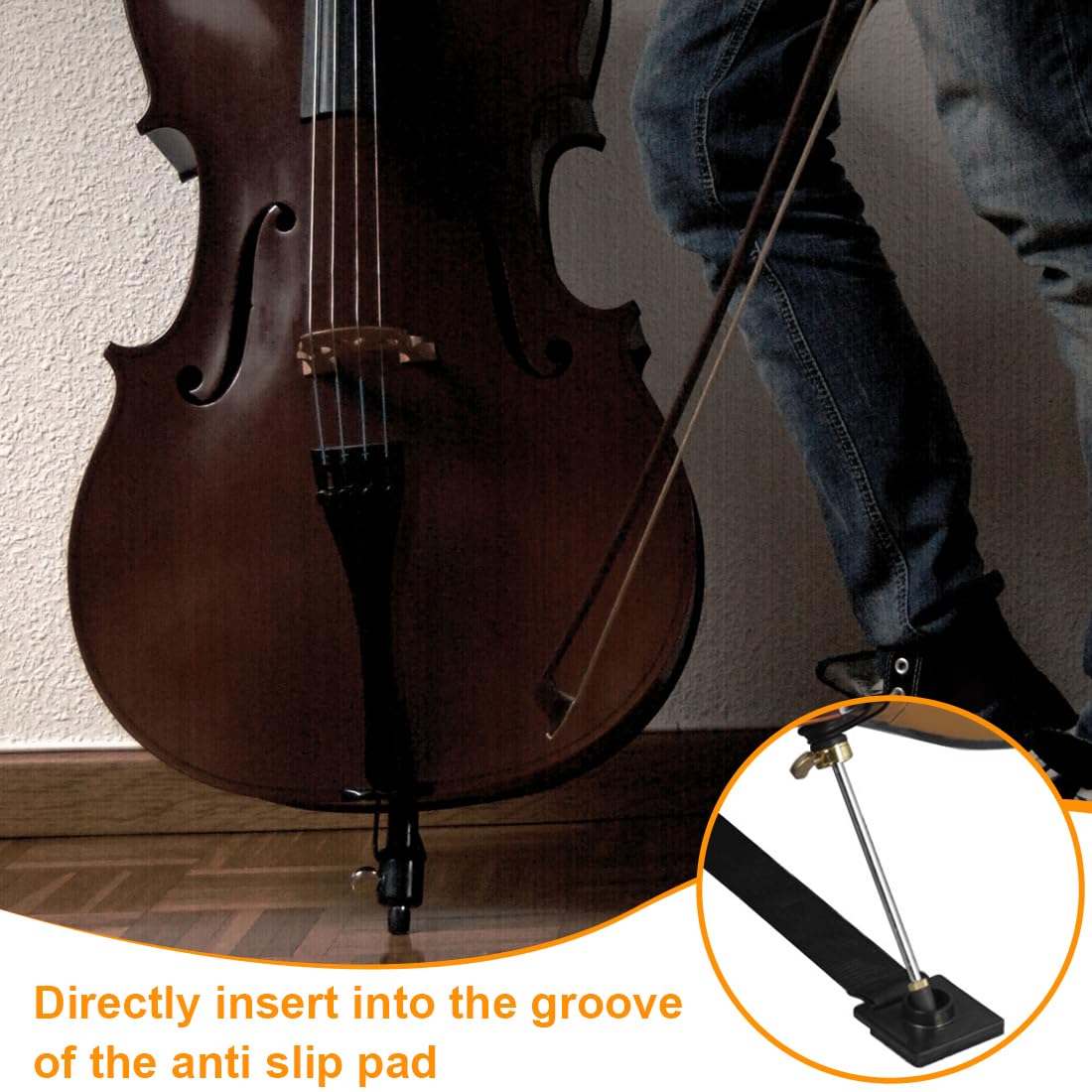 Cintura Antiscivolo Per Violoncello - Regolabile 50-81 Cm Con Spugna
