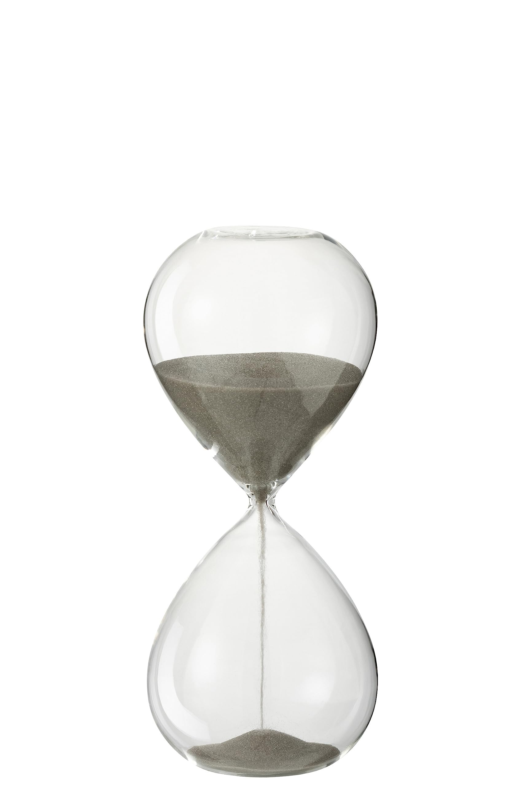J-Line Reloj de arena decorativo de cristal con arena gris, perfecto para meditación y yoga, decoración moderna para sala de estar y oficina, 23 cm de alto, grande