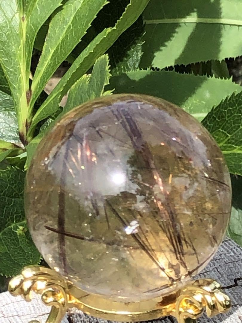 ❤️買い得　金運アップ レア　48mm透明感良く　レッド　ルチルクォーツ 丸玉 ❤️買い得 金運アップ レア 48mm透明感良く レッド ルチル