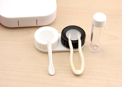 Miniatura 6 de Estuche portátil para lentes de contacto, kit de viaje, contenedor de espejo (negro + blanco)