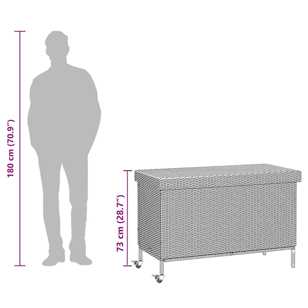 vidaXL Skrzynia ogrodowa z kółkami, beż, 110x55x73 cm, polirattan, skrzyniaogrodowa, skrzynia na balkon, skrzynka ogrodowa, skrzynia na taras