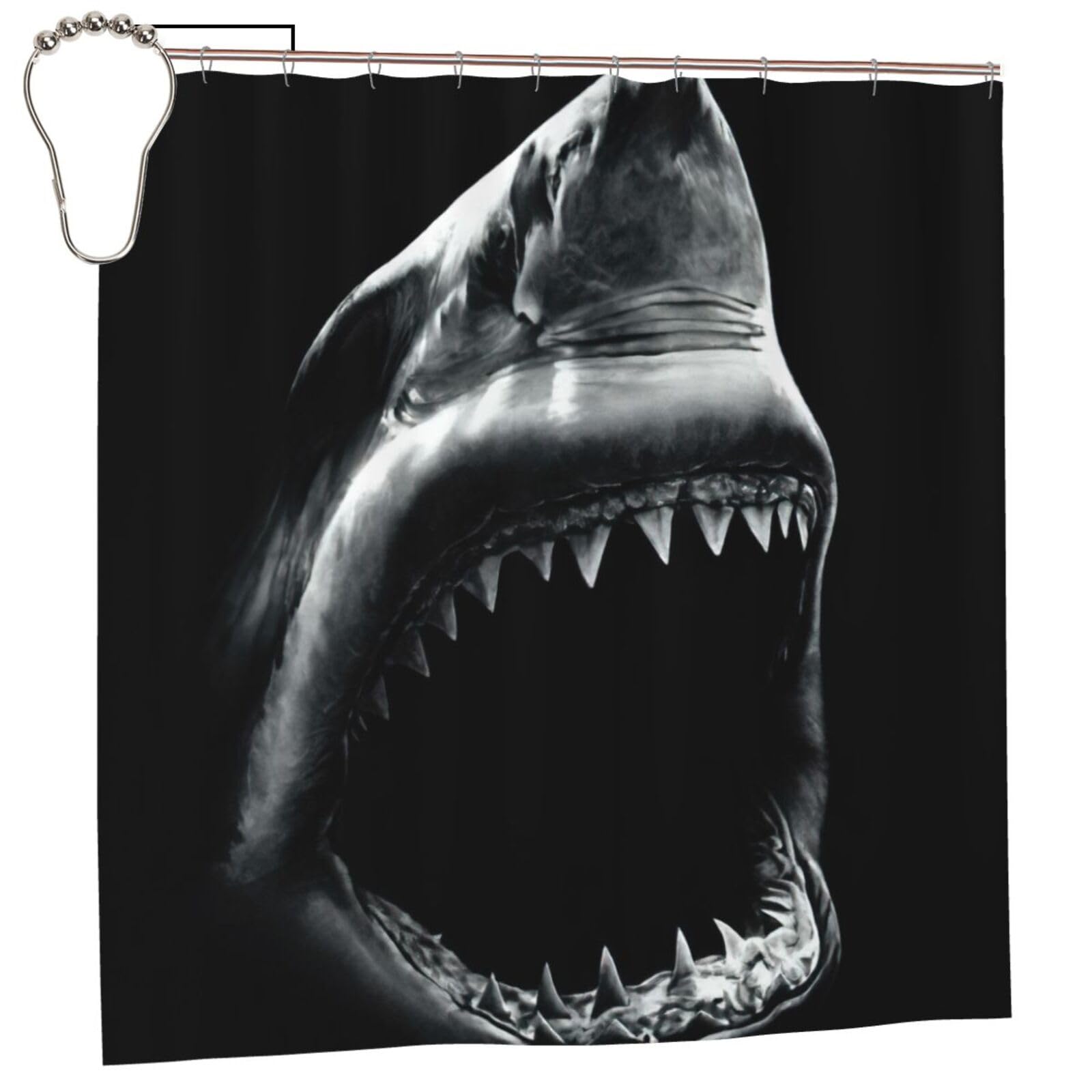 Rideau de douche Shark1 anti-rouille pour éviter les flaques sur le sol
