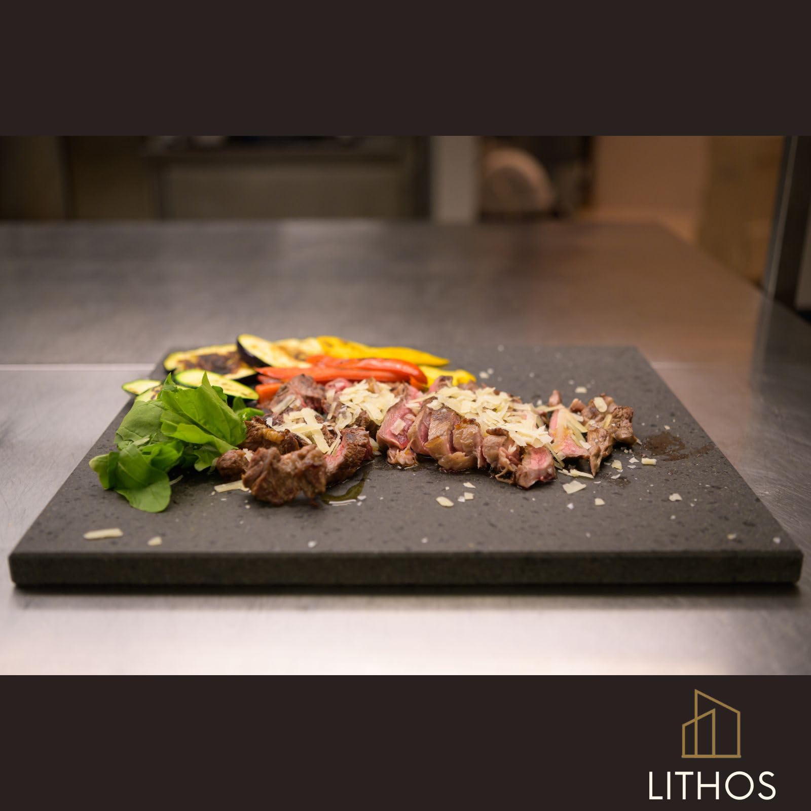 PROMO LITHOS MATERIE Kit Piastra in Pietra Lavica dell'Etna con Pala, 39 x 30 cm, spessore 2cm, levigata liscia
