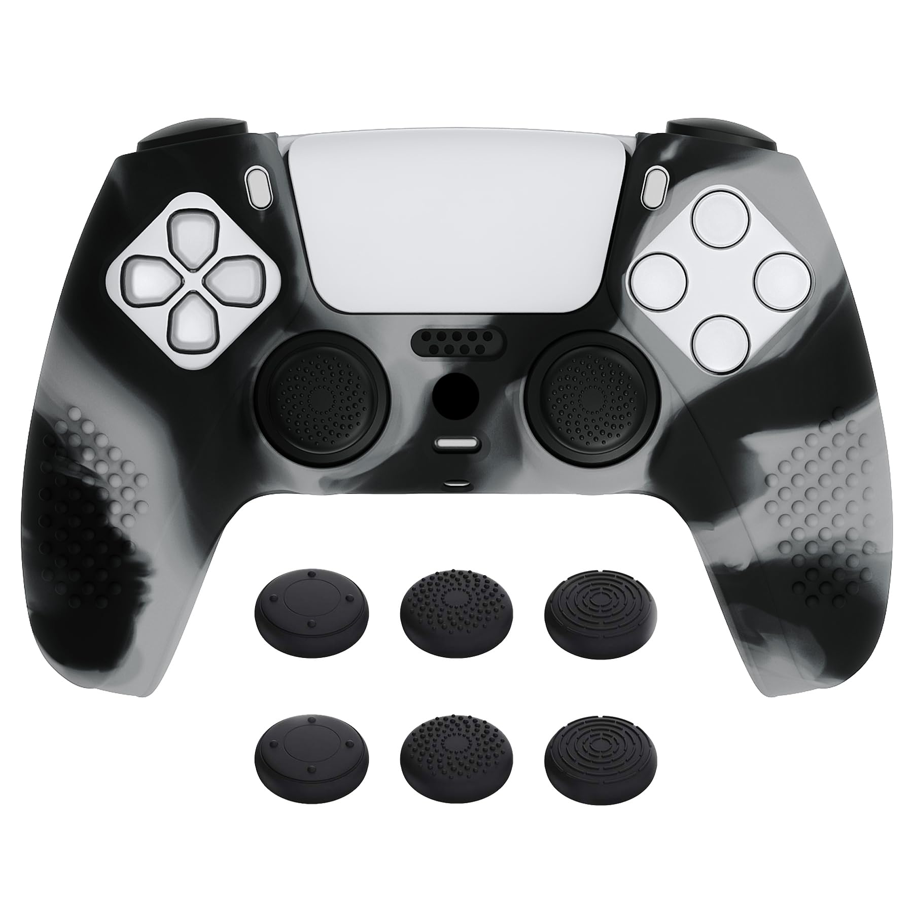eXtremeRate PlayVital Cherry Blossoms Pink 3D Studded Edition Anti-slip Silicone Cover Skin for ps5 Controller, Soft Rubber Case for ps5 Wireless Controller with 6 White Thumb Grip Caps — view 17