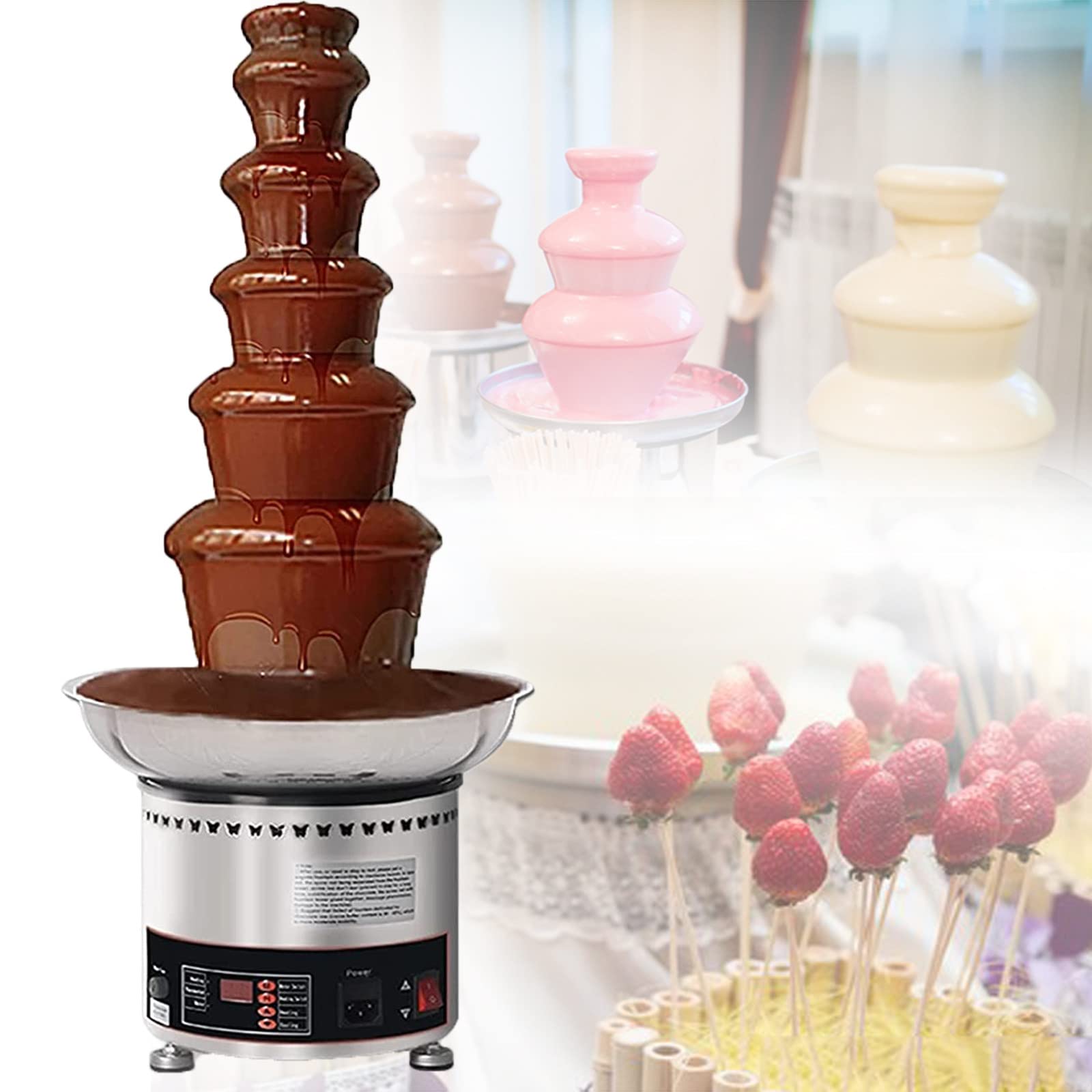 asdchZen 6 Tier Chocolate Fountain Machine,304 Stainless Steel Commerical Chocolate Fondue Electric Chocolate Melting Machine Cake Shop,Hotel,Restaurant,Banquet