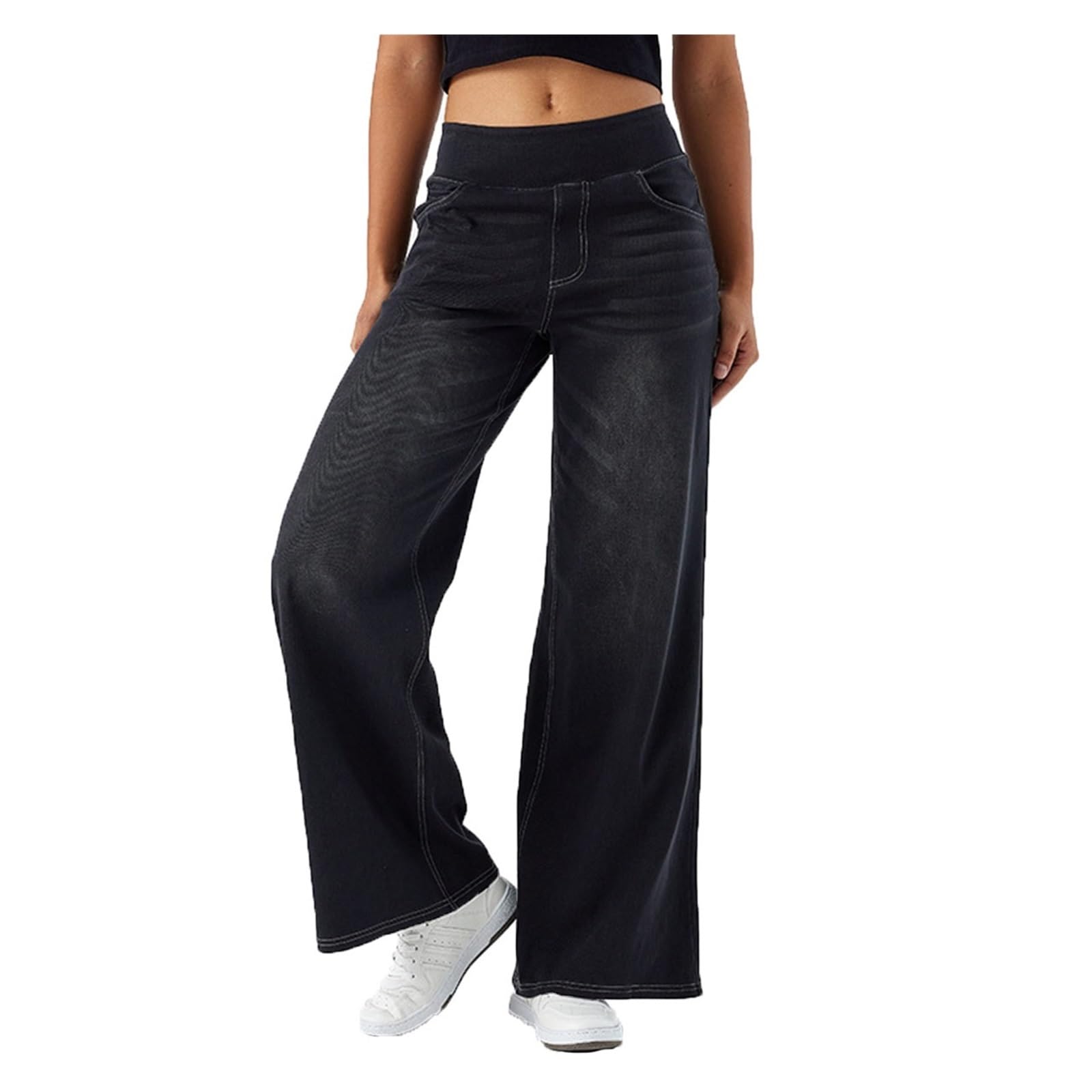 Dżinsy z szerokimi nogawkami dla kobiet, modne elastyczne spodnie z wysokim stanem Skinny Boot Cut Jeans Legginsy dla kobiet Dżinsy Spodnie jeansowe z kieszeniami