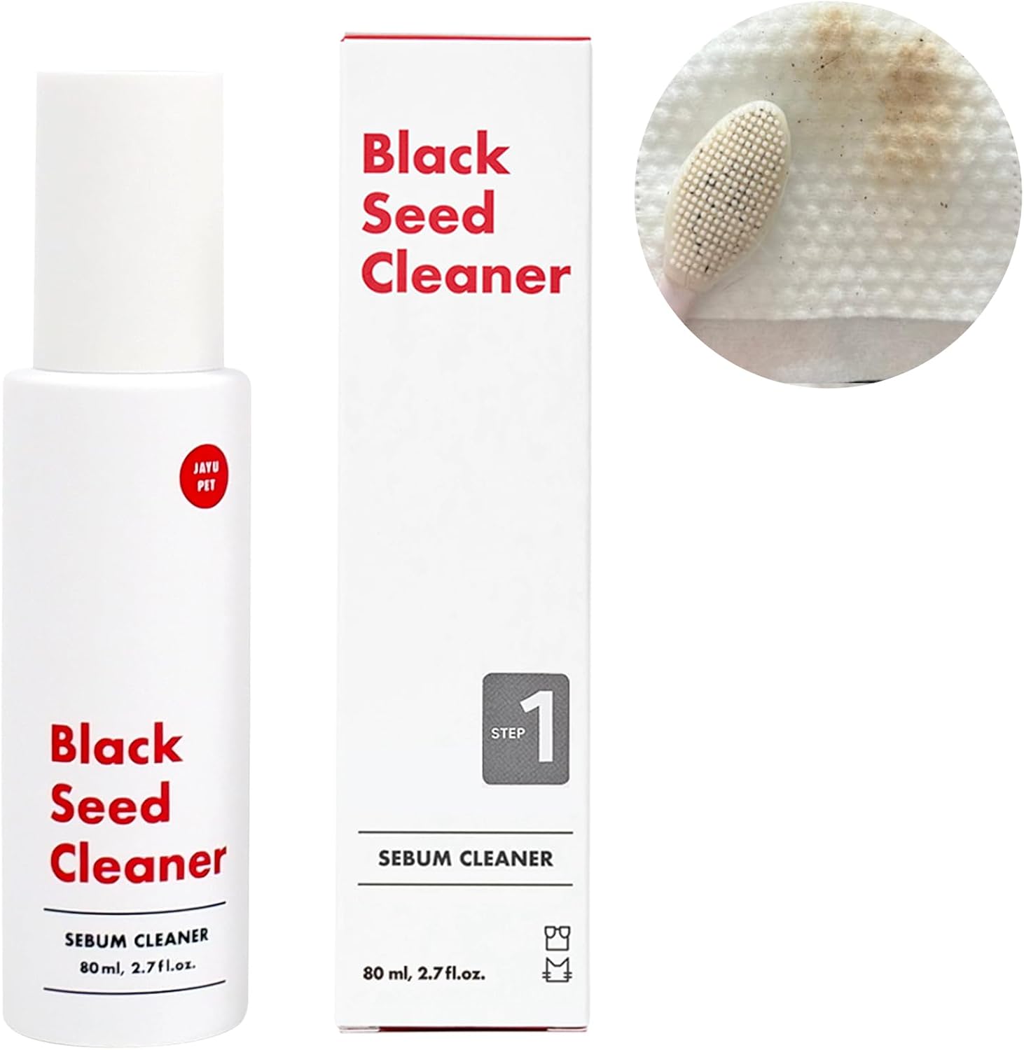 JAYU PET Black Seed Cleaner – Cat Chin Acne Treatment, Non-Toxic Hypoallergenic Cleanser, Cat Acne Chin Treatment, Remove Cat Chin Blackheads, Improves Skin Health 2.7 fl.oz (80ml)
