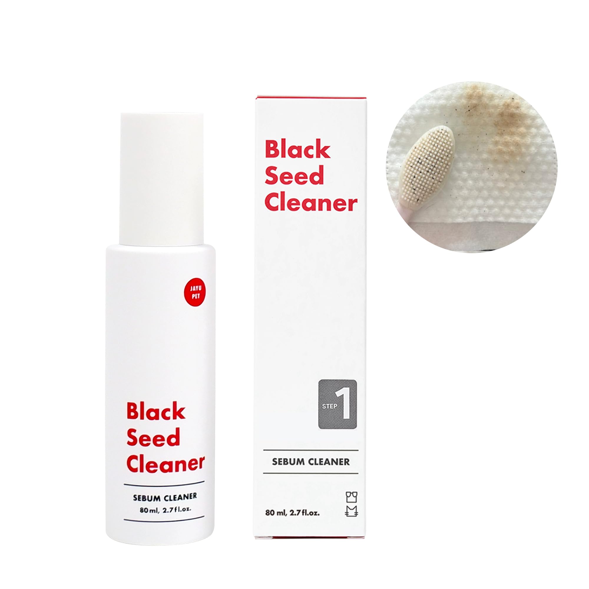 JAYU PET Black Seed Cleaner - Cat Chin Acne Treatment, Non-Toxic Hypoallergenic Cleanser, Cat Acne Chin Treatment, Remove Cat Chin Blackheads, Improves Skin Health 2.7 fl.oz (80ml)