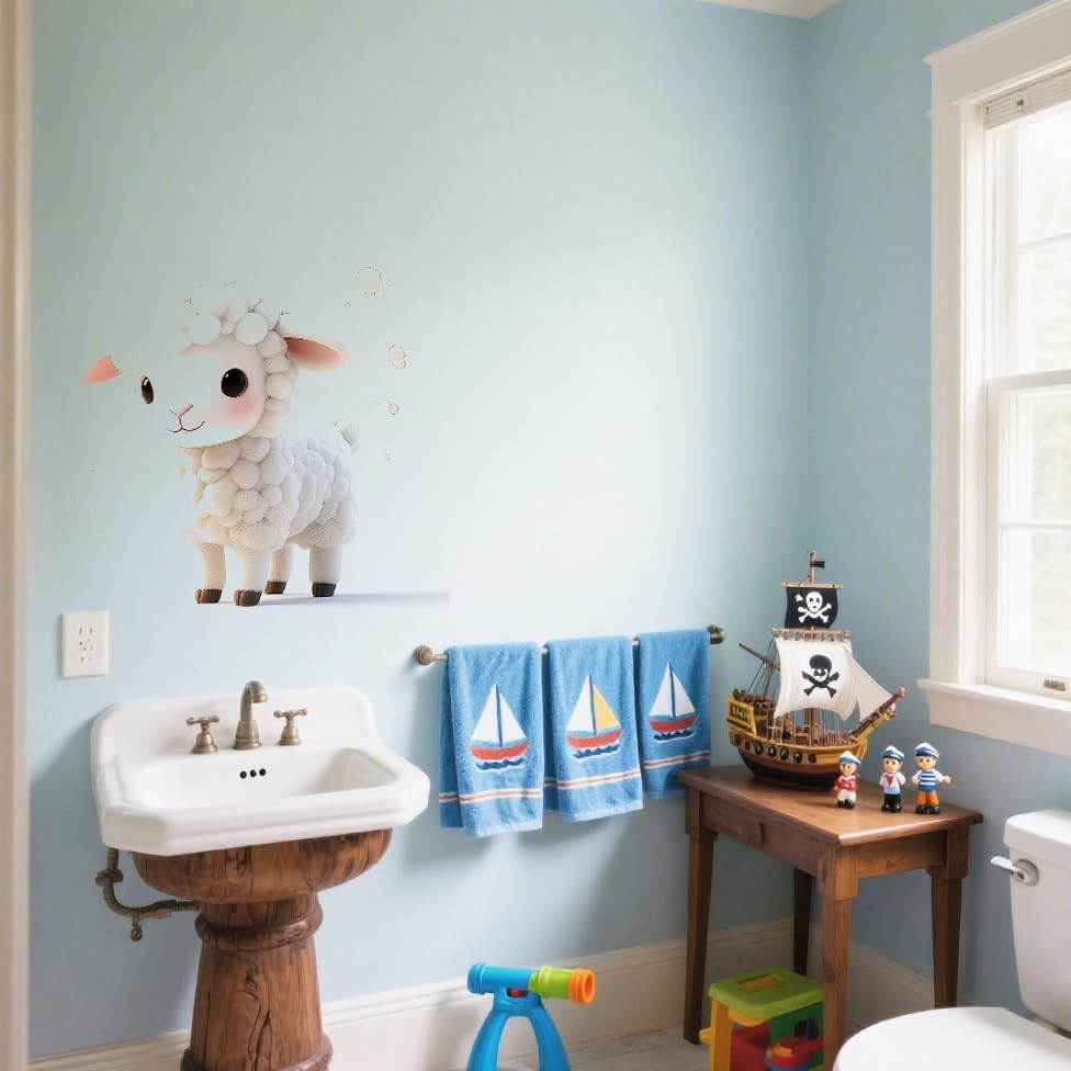 Vinilo decorativo oveja para pared habitación infantil miniatura 4