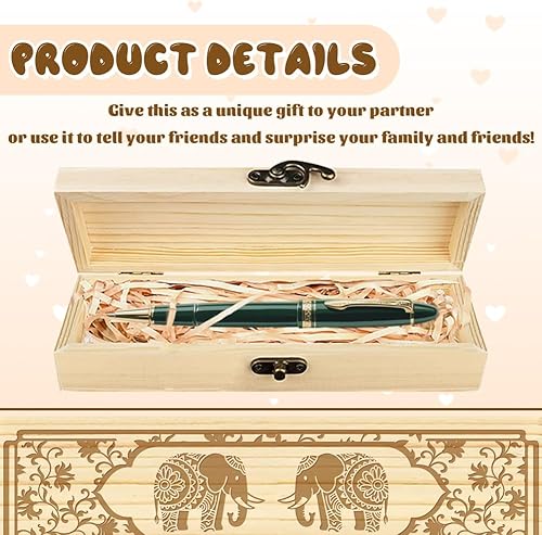 Miniatura 3 de CHGCRAFT Caja artística de regalo de elefantes, caja de regalo de madera con patrón de mandala, con cinta de rafia y candado para aniversarios de