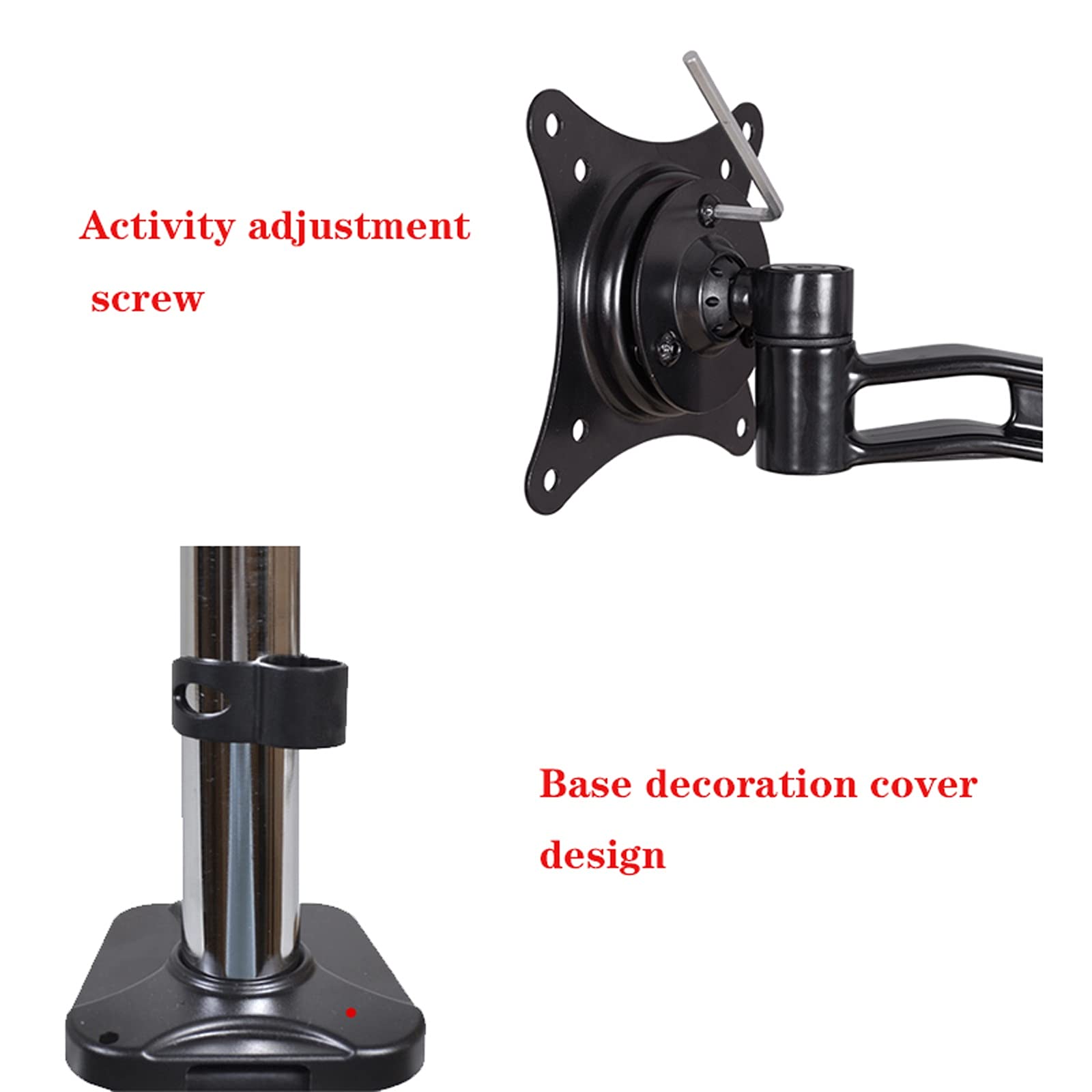 Soporte para Monitor, Brazo Ajustable para un Solo Monitor, Brazo Largo de 15" a 27", Soporte para Escritorio, Soporte para Monitor con Abrazadera y Kit (