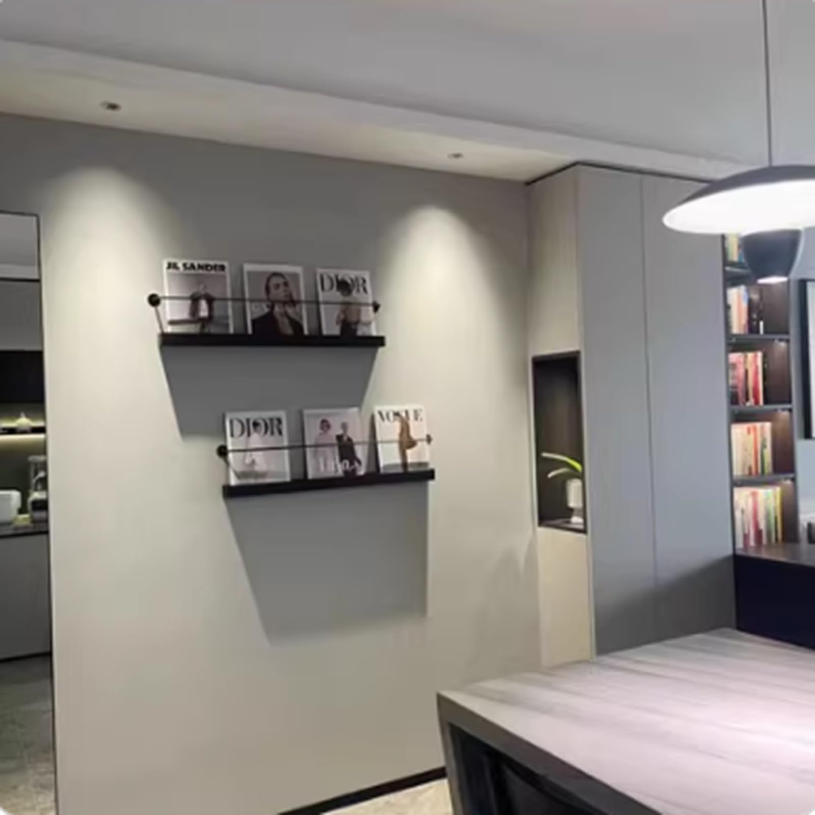 Portariviste e opuscoli da parete in metallo nero, minimalista, per casa, ufficio, soggiorno, bagno, sala d'attesa (110 cm, 1 confezione)
