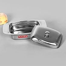 HAZEL Stainless Steel Butter Box | Butter Dish with Lid for 200 gm Storage | Compact, Durable & Fridge-Friendly Butter Container