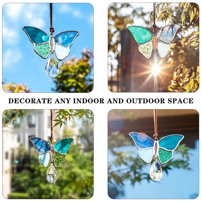 Set Di 2 Acchiappasole In Metallo A Forma Di Farfalla Con Cristalli, 35,6 Cm, Per Finestre E Giardino, Arcobaleni Decorativi - 6