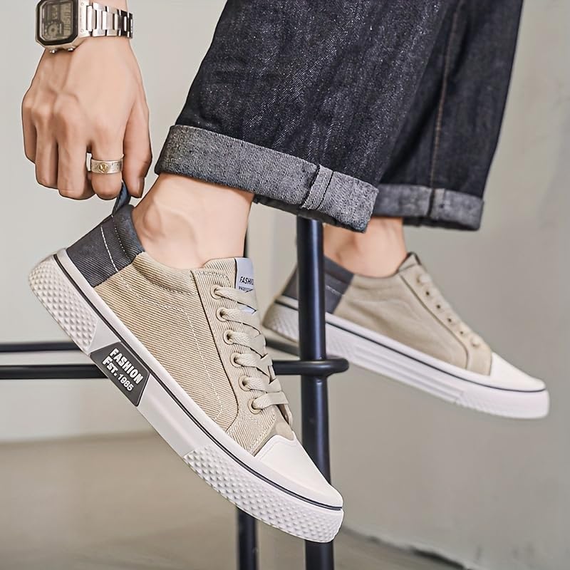 Men's Casual Canvas Skate Sneakers - Classic Streetwear Low-Top Design, Round Toe, Perfect for Spring & Autumn3