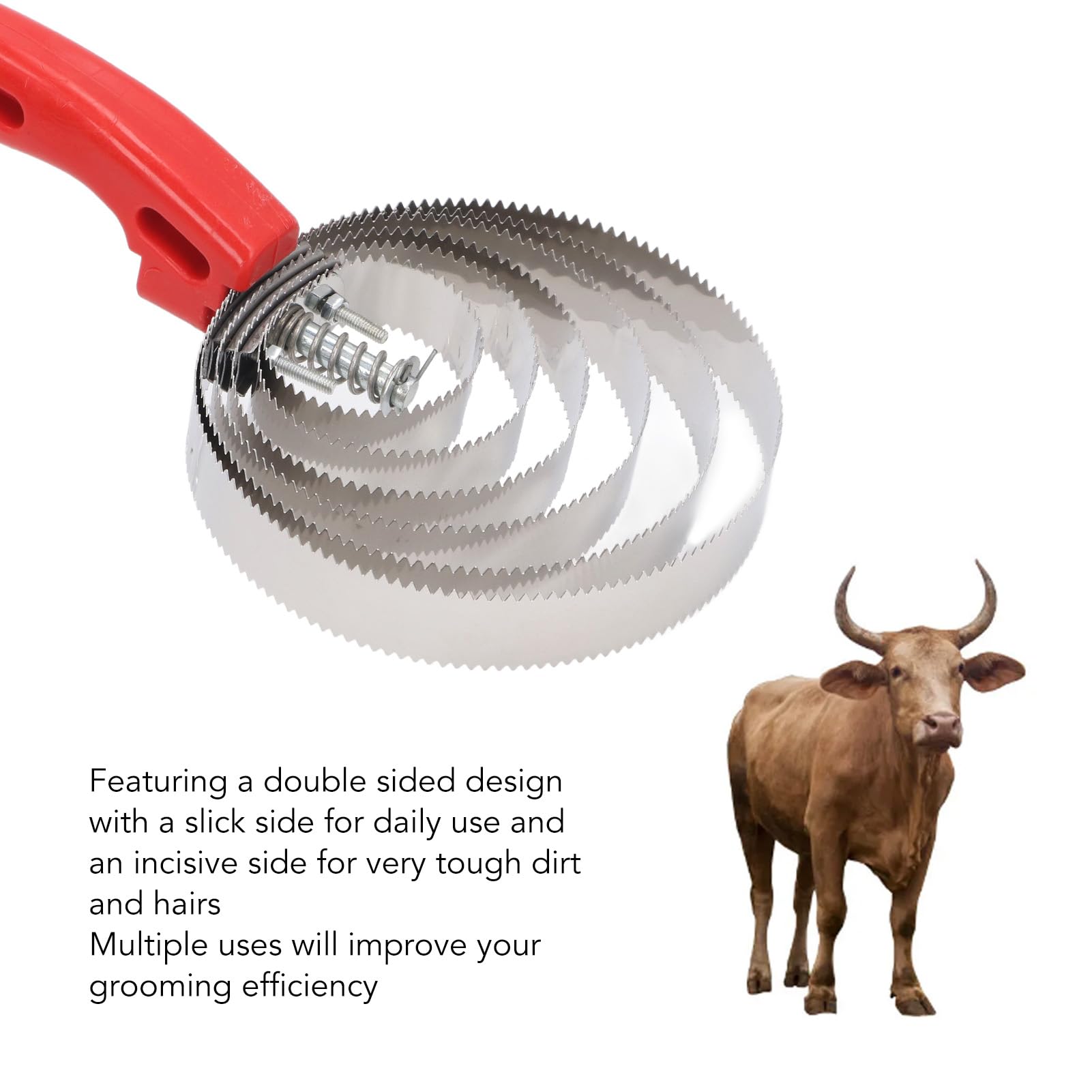 Peigne à Curry Tough 1 Réversible – Acier Inoxydable, Brosse De Soins Cheval à 4 Anneaux