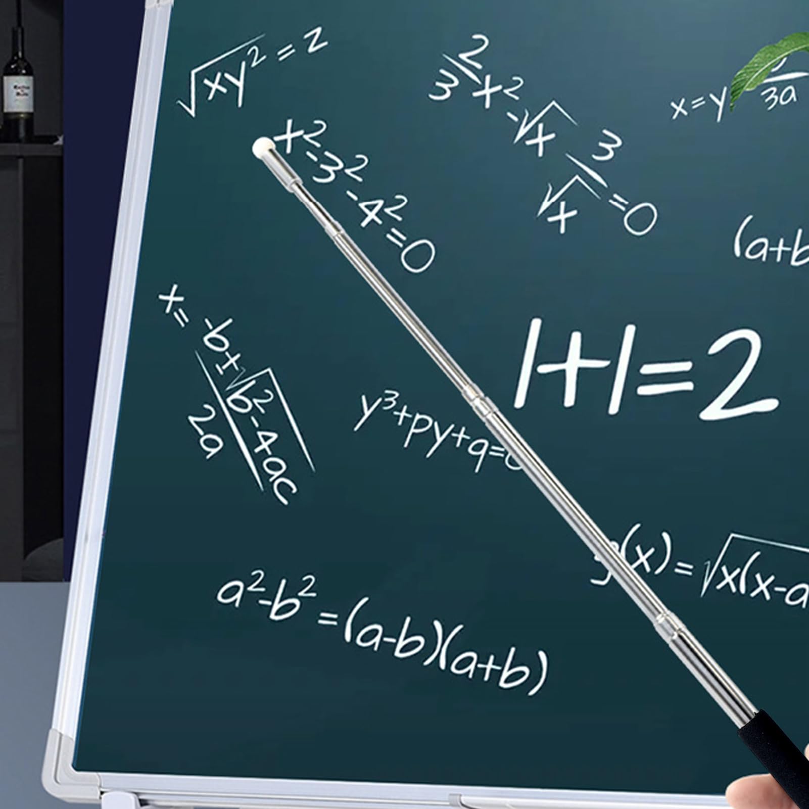 Pointeur Présentation Extensible en Inox 1m Bâton Télescopique Rétractable pour Enseignants Classe Noir