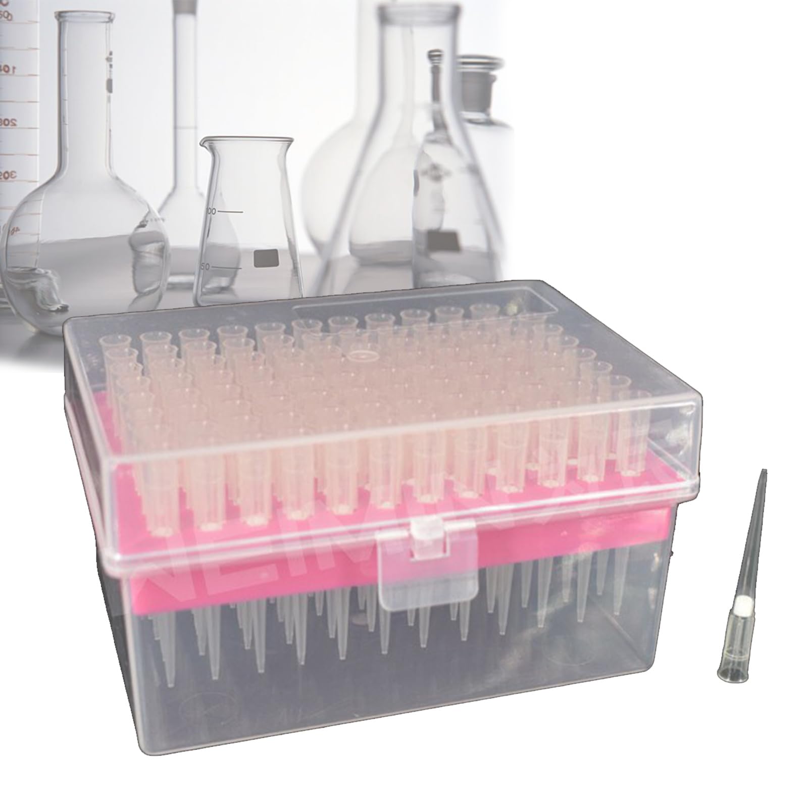 Puntali per Pipette (10ul/10ul Estesi/100ul), Puntali per Pipette per Liquidi da Laboratorio - Confezione da 96 Pezzi, Trasparenza (Facile da Osservare/Utilizzare), Facile da Montare,100ul