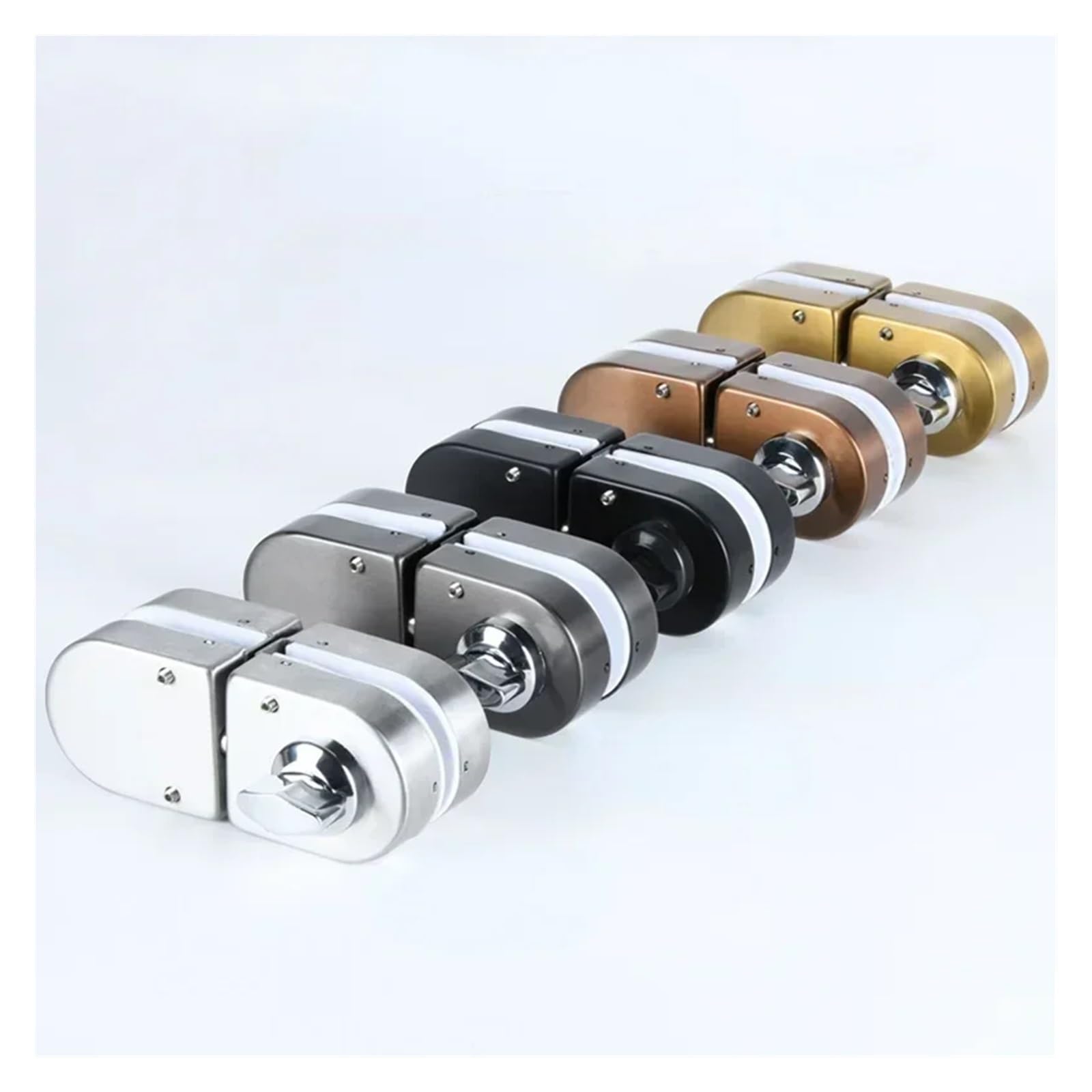 Cerradura Para Puerta De Vidrio Cerradura de vidrio templado sin marco for oficina, pestillo perilla puerta corredera, agujeros, for 8-12mm espesor, acero inoxidable(Brushed Silver-B)