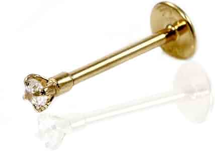 【sina】Picollet K18 Gold 16G Labret Snag-free, leave-in earrings. 18K Gold/Platinum Labret Stud