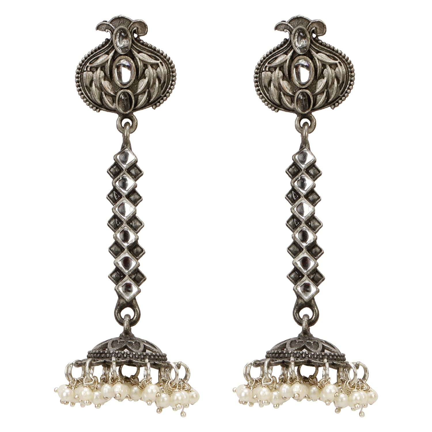 ARADHYA ` Metal Fashion Wear Black Beads Design Silver Oxidised Earrings for women and girls (ER2) (Danglers) (B0B14W9ZZR) Amazon Price History, Amazon Price Tracker
