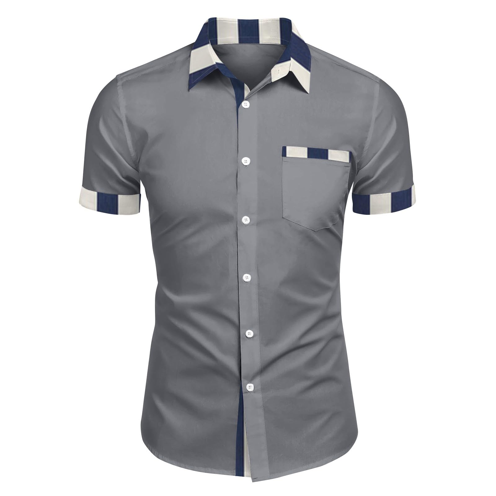 Mens Short Sleeve Dress Shirts Button Down Formal Business Casual Shirt Regular Summer Work Wedding Party