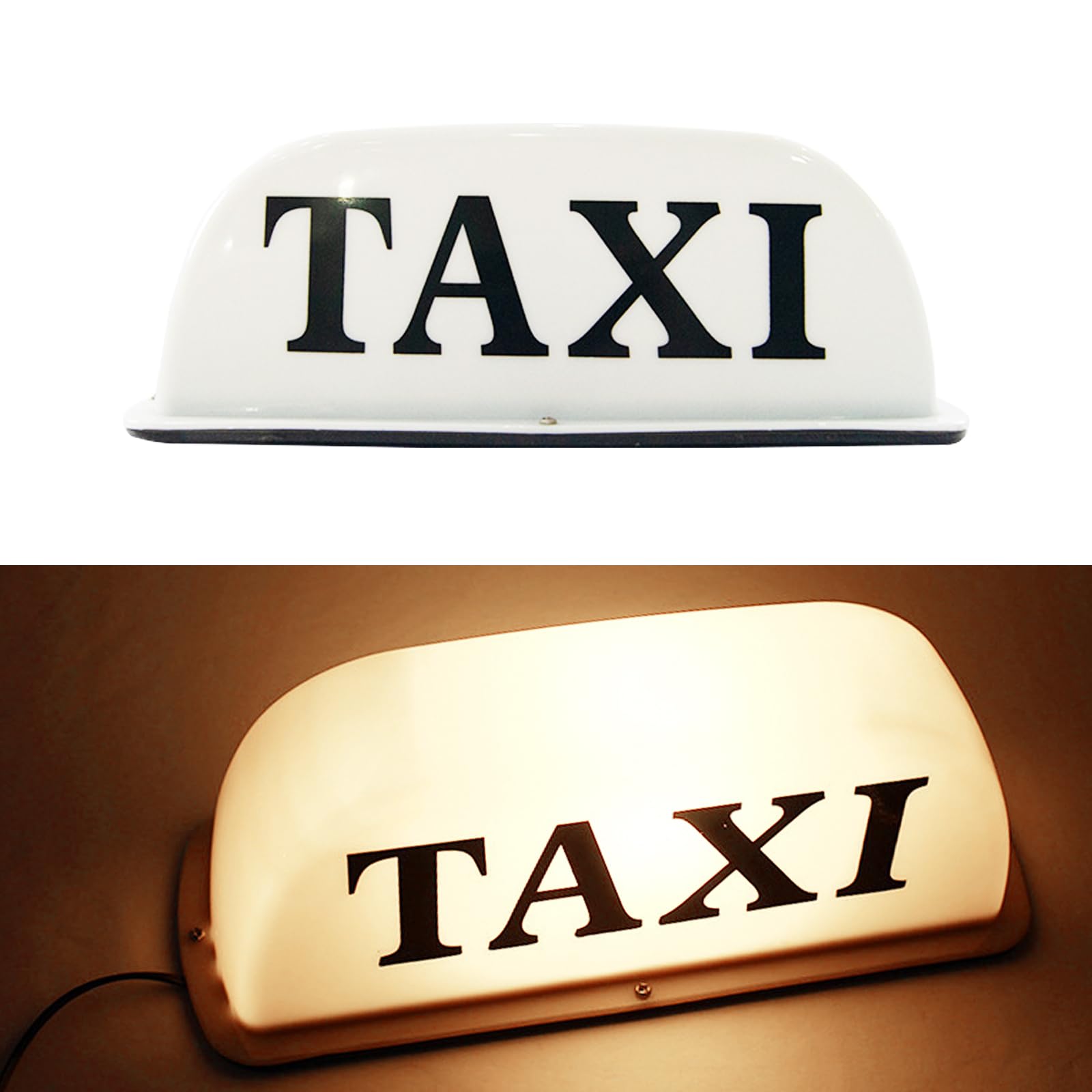 1 PC 12V Car Taxi Cab Sign Light, ABS Waterproof Super Bright Light Lamp with 11.8In Power Line, Firm Taxi Dome Light, Universal Taxi Light (White)