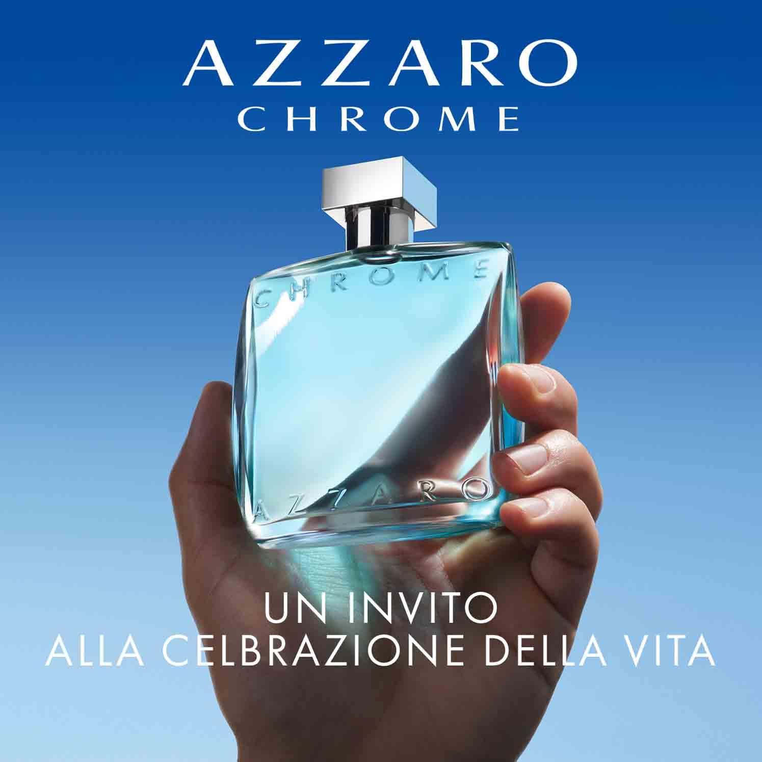 Azzaro Chrome Eau de Toilette Uomo, Profumo Uomo Fresco e Persistente, Fragranza Maschile dalle Note Agrumate e Legnose, Con Foglia di Mate, Bergamotto e Muschio, A Lunga Durata
