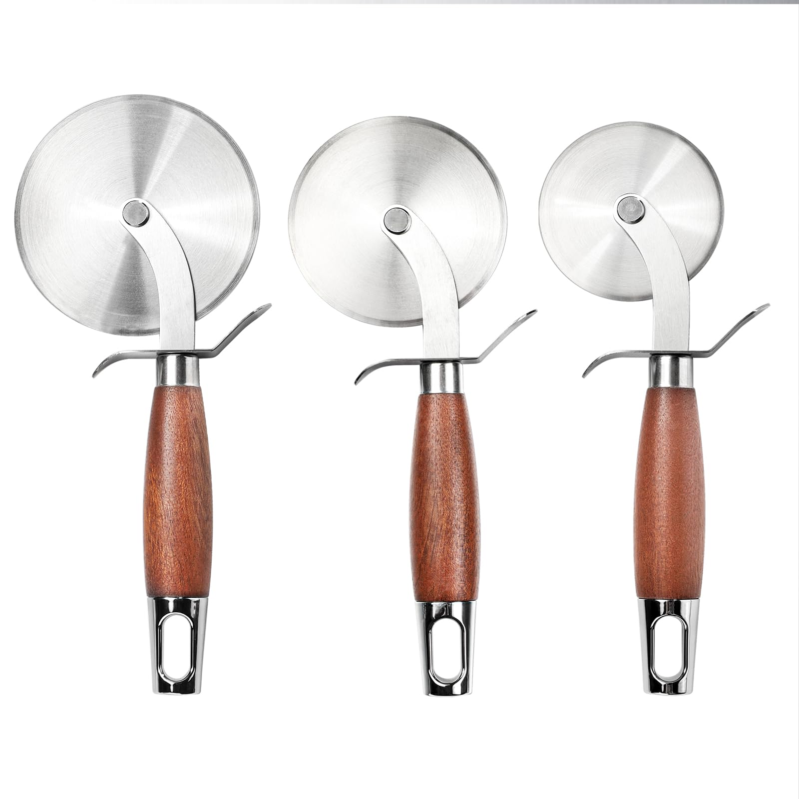 Pizza Cutter Wheel Stainless Steel Kitchen Pizza Cutters, Pizza Slicer with Wooden Handle, Pizza Wheel for Pies Waffle Bread Dough Cookies Cake