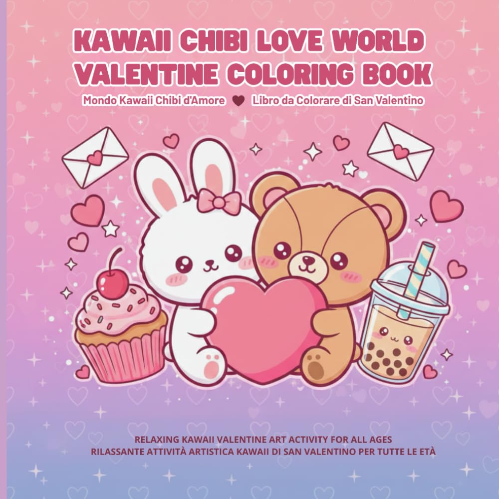 Kawaii Chibi Love World - Valentine Coloring Book: Cute animals, sweets and love letters in bold easy pages for kids, teens and kawaii lovers – ... text‑free coloring pages inside