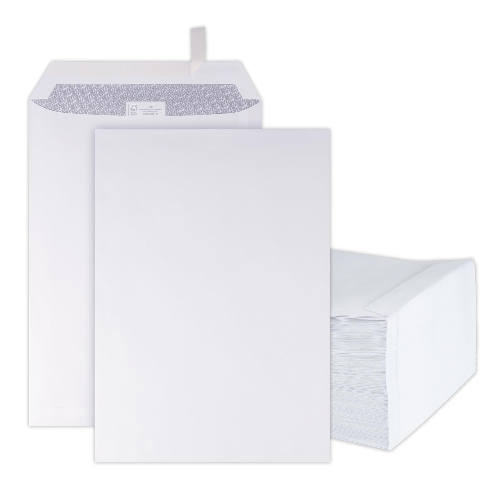 Lot de 1000 enveloppes, format C4, sans fenêtre, blanches | Lot de 1000 enveloppes C4, sans fenêtre, blanches, pour expédition et bureau